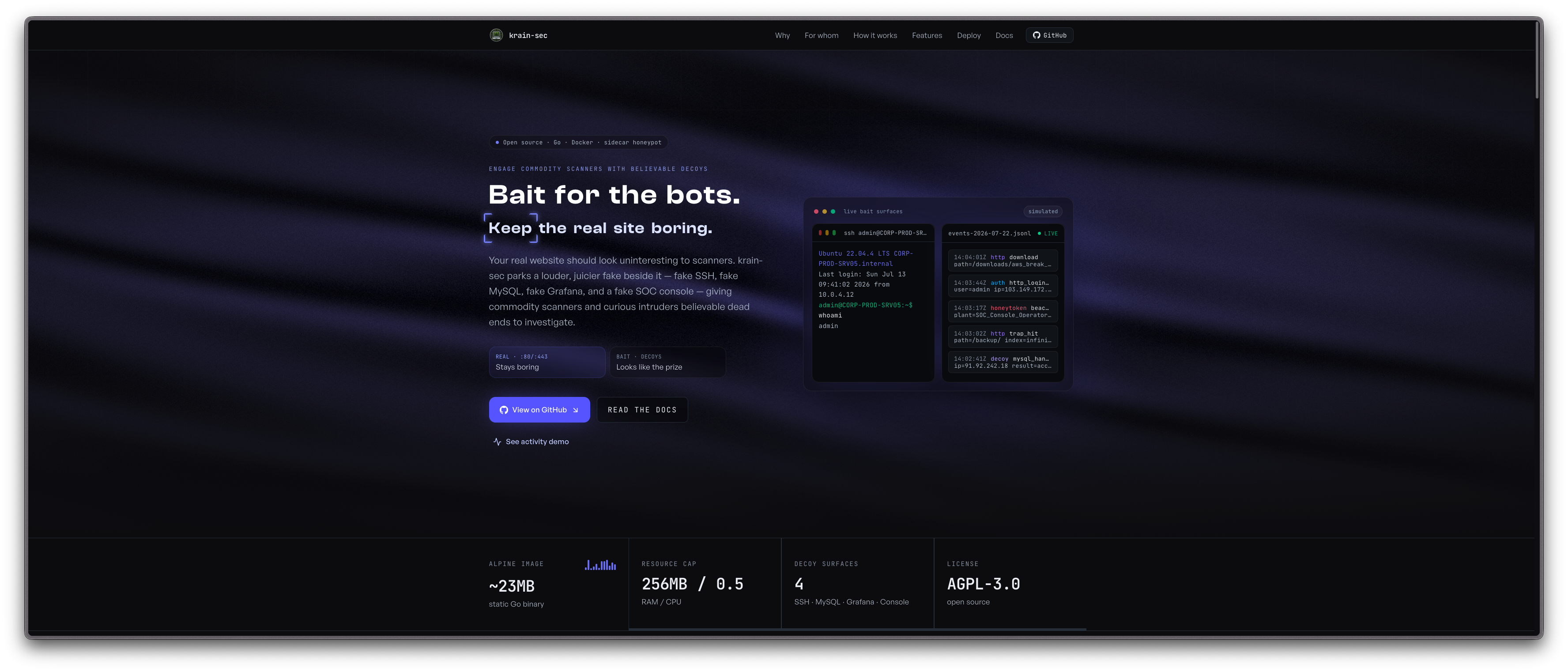 krain-sec honeypot dashboard